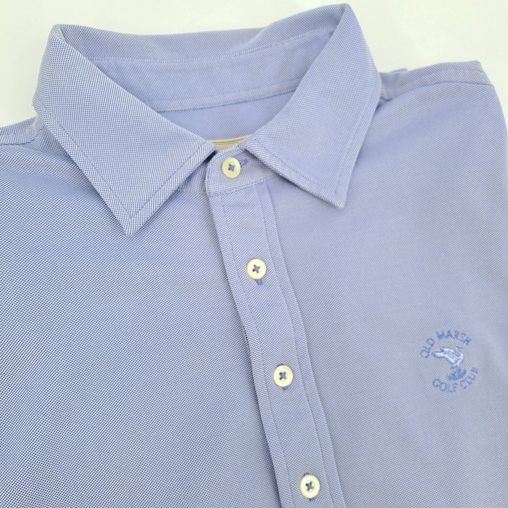 Donald Ross Polo Shirt Mens M Polyester Blue Old Marsh Golf Club Short Sleeve